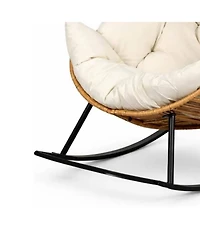 gaomon Oversized Ergonomic Rattan Lounge Wicker Rocking Egg Chair for Living Room, Backyard, Garden with Pedal