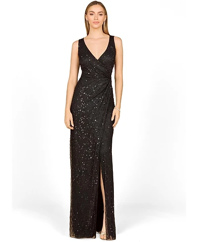 Lara Women's Beaded Gown with Slit