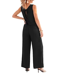 Cupshe Women's Scalloped Edge Sleeveless Top and Wide-Leg Pants Set
