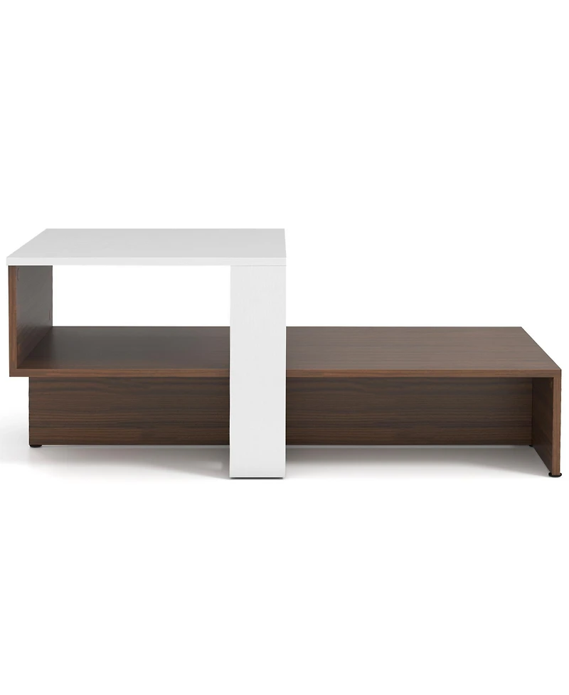 Slickblue Modern 2-Tier Coffee Table with Geometric Design and Storage Shelves