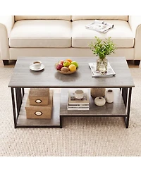 Slickblue 2-Tier Coffee Table with Open Storage Shelf for Living Room