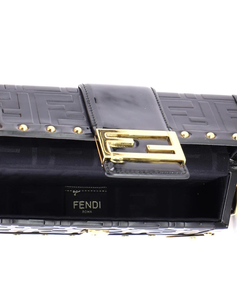 Pre-Owned Fendi Mini Baguette Trunk Bag Zucca Embossed Leather