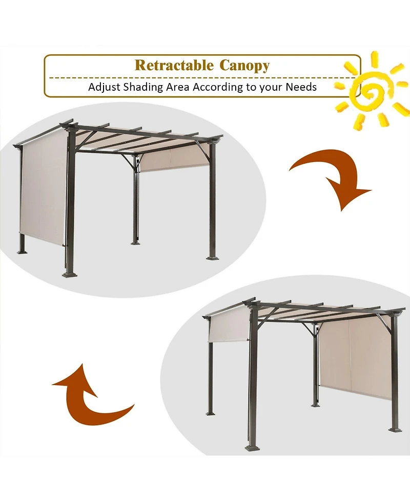 Sugift 16 ft x 4 ft Universal Replacement Pergola Canopy Sun Awning Set of 2 Pieces