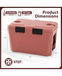 Sugift 37 Quart Insulated Hard Shell Ice Chest with 2 Cup Holders Bottle Opener and Drain Plug