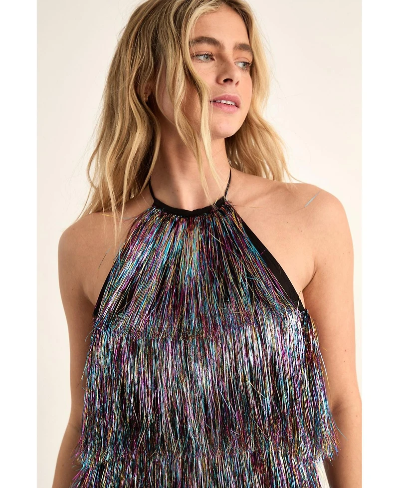 Nasty Gal Women's Tinsel Halter Neck Tiered Mini Dress