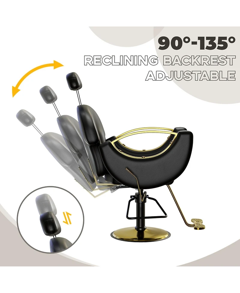 homfan Hydraulic Barber Salon Chair with Adjustable Height