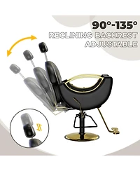 homfan Hydraulic Barber Salon Chair with Adjustable Height