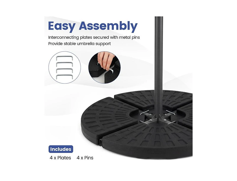 Lucky One 4 Piece Patio Umbrella Base 140 lbs Fillable with U Locking Pins Stand