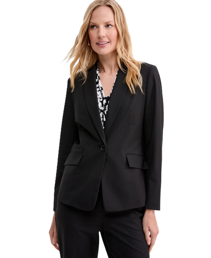Kasper Petite One-Button Notched Collar Blazer