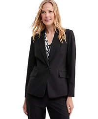 Kasper Petite One-Button Notched Collar Blazer