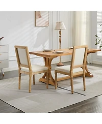 Clihome French Decor Chairs Set of 2, Louis Dining Chairs with Square Backrest and Exquisitely Carved Solid Wood Frame for Living Room