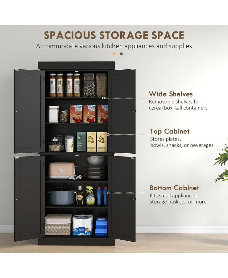 Homcom 72" Kitchen Pantry Storage Cabinet with 4