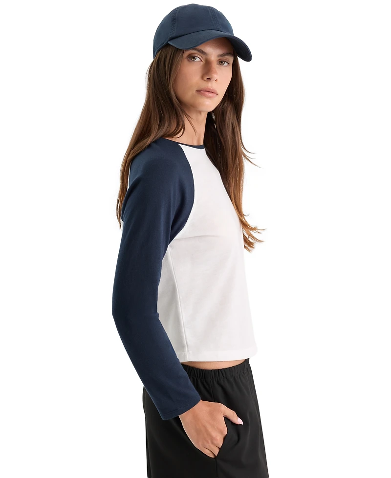 Good American Women's Raglan Long-Sleeve Crewneck T-Shirt