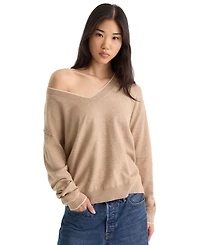 Good American Women's Cozy V-Neck Pull-On Sweater