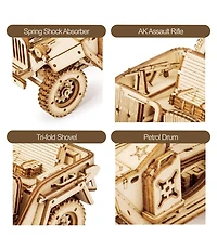 Robotime 3D Wooden Puzzle for Adults-Mechanical Car Model Kits-Brain Teaser Puzzles-Vehicle Building Kits-Unique Gift for Kids on Birthday Day