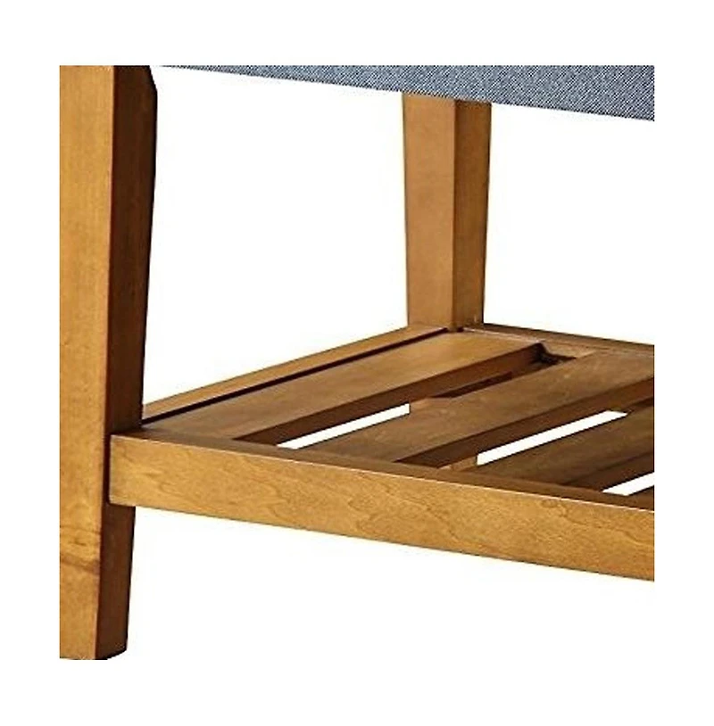 HomeRoots Tufted Fabric Upholstered Storage Bench with Shelves