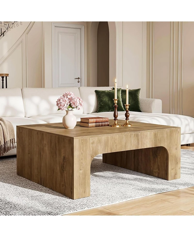 Tribesigns Square Wooden Coffee Table, 39" Large Coffee Table for Living Room