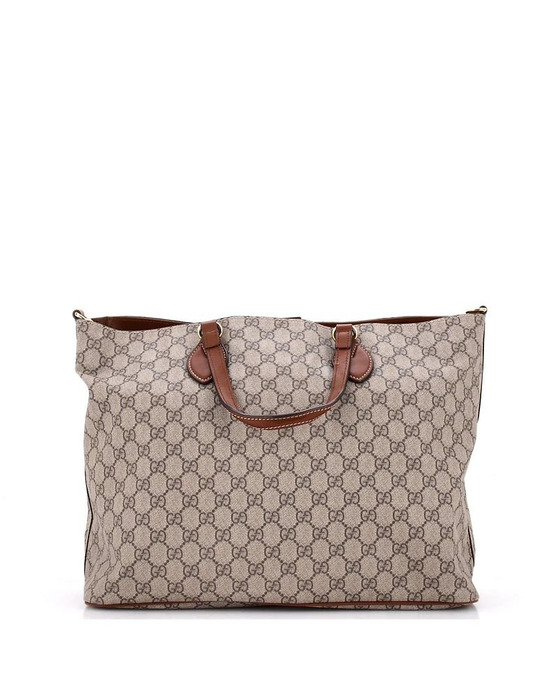 Pre-Owned Gucci Medium Convertible Soft Tote Gg Coated Canvas with Leather