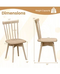 Slickblue Set of 2 Windsor Dining Chairs with Swivel Seat Rubber Wood Frame