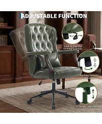 homfan Ergonomic Executive Office Chair with Faux Leather, Wing Back Design, Adjustable Height and Swivel Function, Home Office Desk Chair