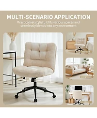 homfan Set of 2 Office Chairs with Wheels, Chenille Armless Vanity Desk Chair Swivel and Adjustable Height for Bedroom or Home