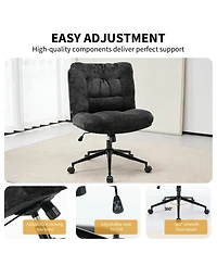 homfan Set of 2 Office Chairs with Wheels, Chenille Armless Vanity Desk Chair with Swivel and Adjustable Height for Bedroom or Home Office