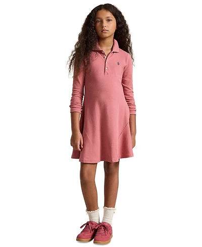 Polo Ralph Lauren Girls' 7-16 Stretch Mesh Long-Sleeve Dress
