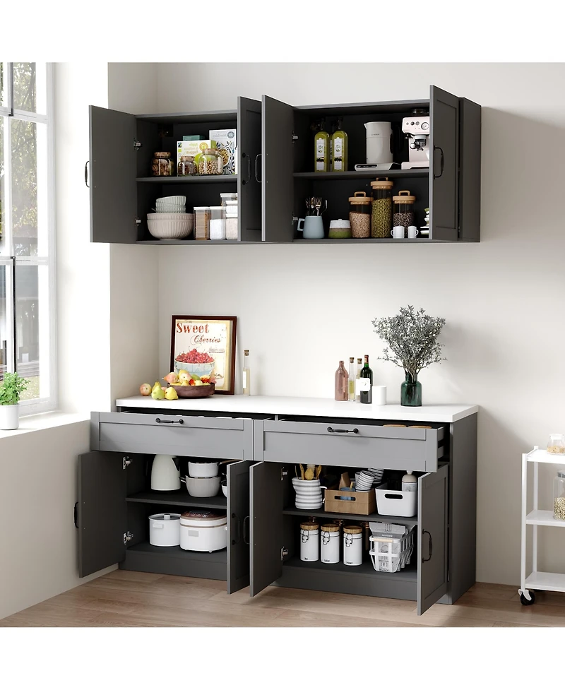 Homsee 63-Inch Storage Cabinet with Drawers - Separated Upper and Lower Cabinet Combo | Premium Engineered Wood with Soft-Close Hinges