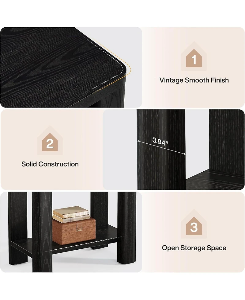 Tribesigns End Table for Living Room, Farmhouse Wooden Side with Storage Shelf