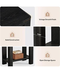 Tribesigns End Table for Living Room, Farmhouse Wooden Side with Storage Shelf