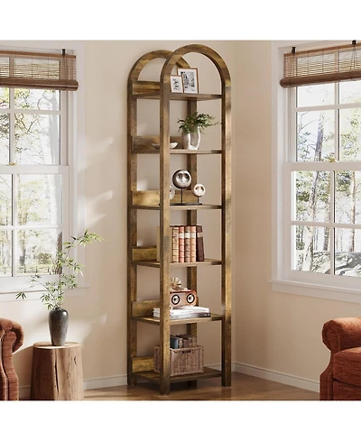 Tribesigns 6-Tier Narrow Bookshelf, 71" Tall Arched Bookcase with Shelves for Small Space