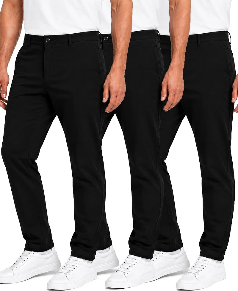Blu Rock Men's Super Stretch Slim-Fit Chino Pants, 3-Pack