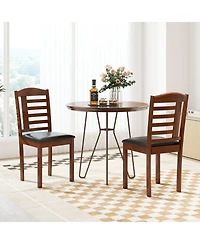 Slickblue Set of 2 Wooden Dining Chairs Faux Leather Upholstered Seating