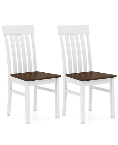 Slickblue Set of 2 Kitchen Armless Dining Chairs Slatted High Back Design