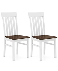 Slickblue Set of 2 Kitchen Armless Dining Chairs Slatted High Back Design