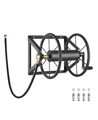Vevor Wall Mounted Garden Hose Ree Manual Hose Winder Brass Fitting