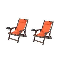Jiallo Canvas Sling Chair With Cup And Wine Holder (Set Of 2)