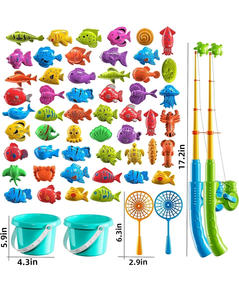 Gnuadz Fishing Game Pool Water Table Bathtub Toy Pole Rod Net Floating Fish Outdoor Kids
