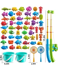 Gnuadz Fishing Game Pool Water Table Bathtub Toy Pole Rod Net Floating Fish Outdoor Kids