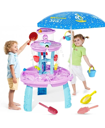 Gnuadz Water Tables Kids Umbrella Beach Sandbox Summer Outdoor Play