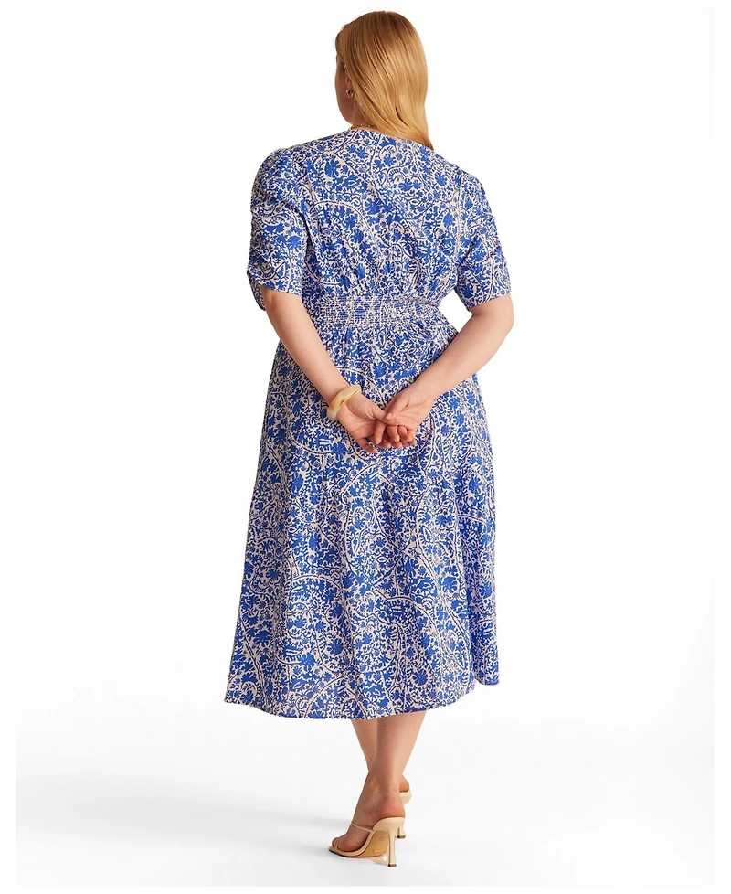 Estelle Plus Sizes Dreamaya Tiered V-neck Fit Flare Midi Dress