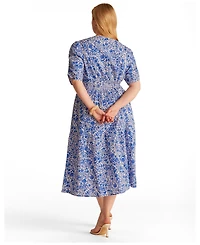 Estelle Plus Sizes Dreamaya Tiered V-neck Fit Flare Midi Dress