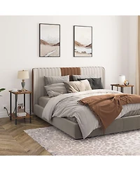 Slickblue 2-Piece Side Table Set with Built-In Charging Station and Storage Shelf