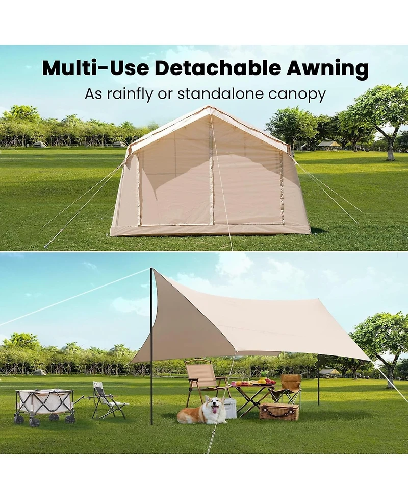 Aboron 4-Season Inflatable Camping Tent - Easy Setup Blow Up Tent with Hand Pump, Windproof and Breathable - Fits 2-8 People