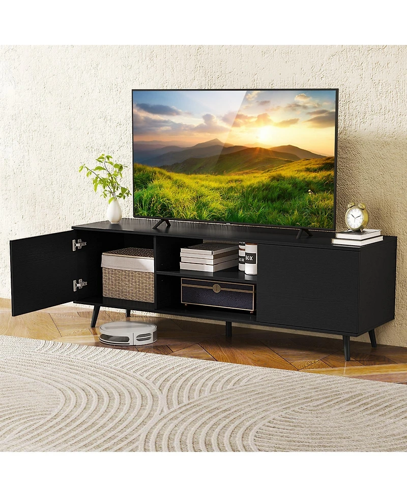 Slickblue Tv Stand for 60 Inch TVs with Power Outlets and Adjustable Shelf