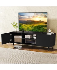Slickblue Tv Stand for 60 Inch TVs with Power Outlets and Adjustable Shelf