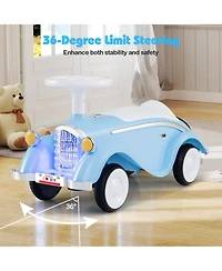 Gymax Kids Ride on Push Car with Steering Wheel Horn and Light Under Seat Storage