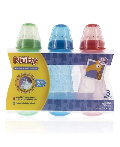 Nuby Bpa Free Non Drip Bottles, 10oz