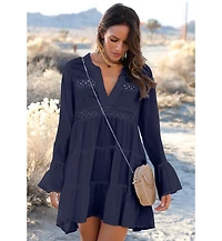 Lascana Women's Flowy Flared Sleeve Dress