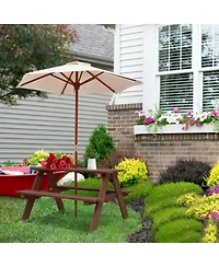 Gymax Children Outdoor 4 Seat Kids Picnic Table Bench with Folding Umbrella